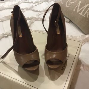 Nude Platform Open Toe Ankle strap heels